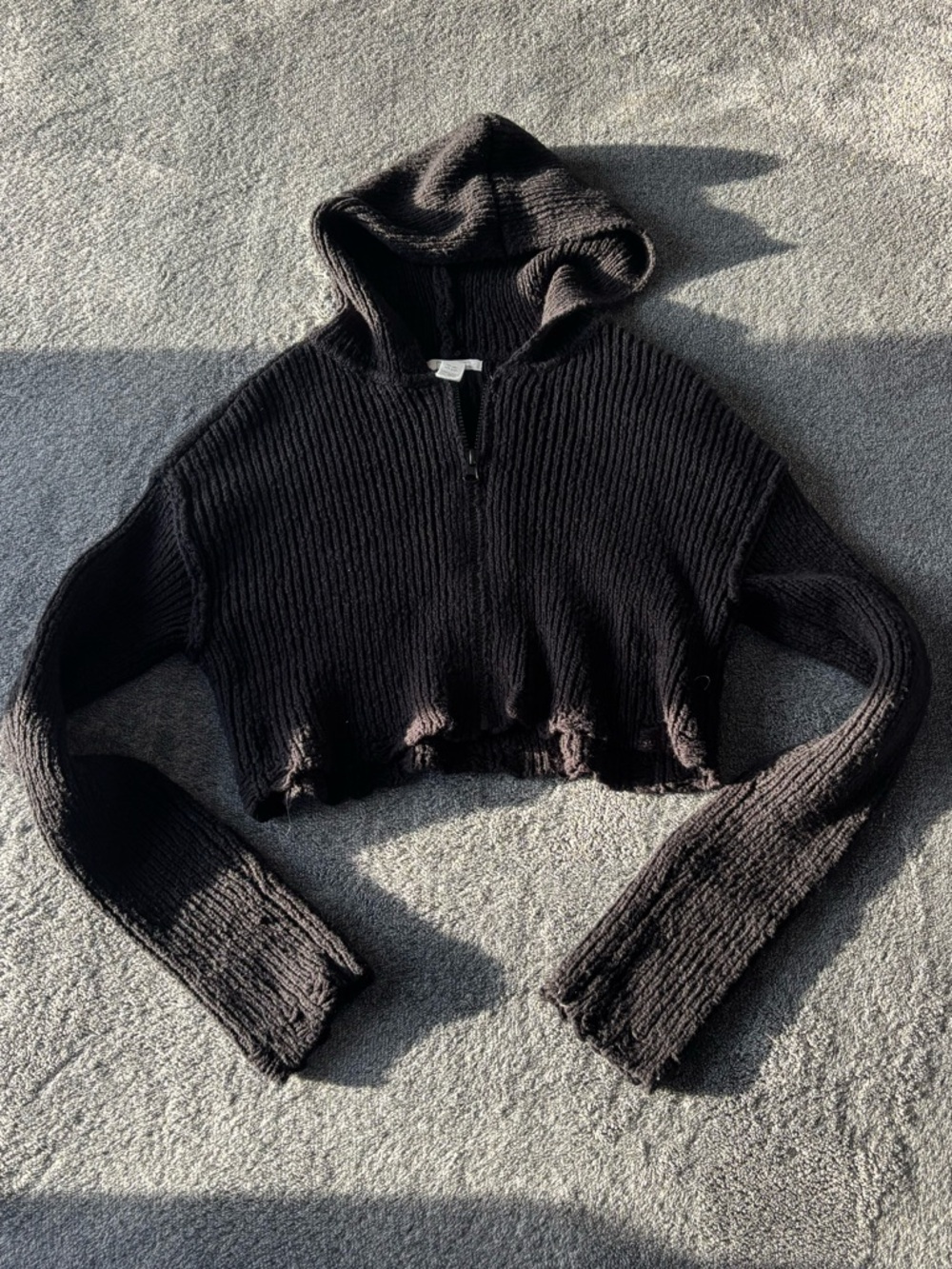 cropped zip up sweater hoodie